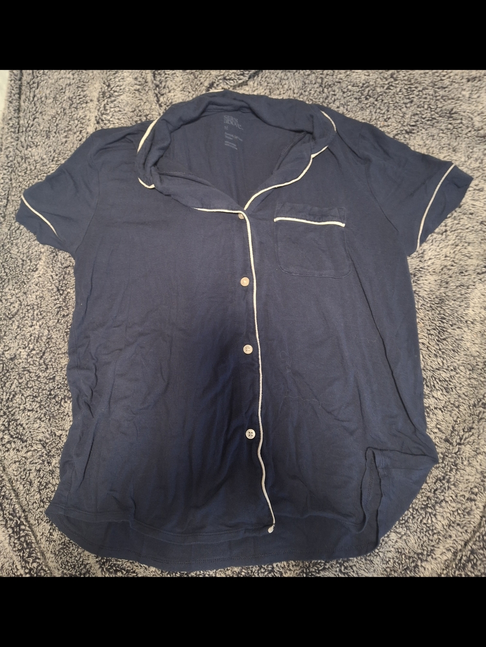 stars above Navy Short Sleeve Piped Pajama Top